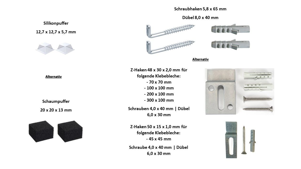 Wandbreite Wandhaken Selbstklebendes Befestigungsset Bilderhalter Spiegelhalter Haftbleche