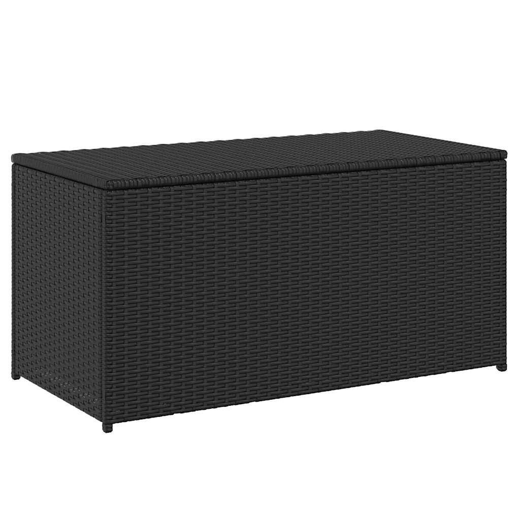 furnicato Gartenbox Auflagenbox Schwarz 100 x 50 x 50 cm aus Poly Rattan, Witterungsbeständige Kissenbox mit Gasdruckfeder und PE-Innenfutter