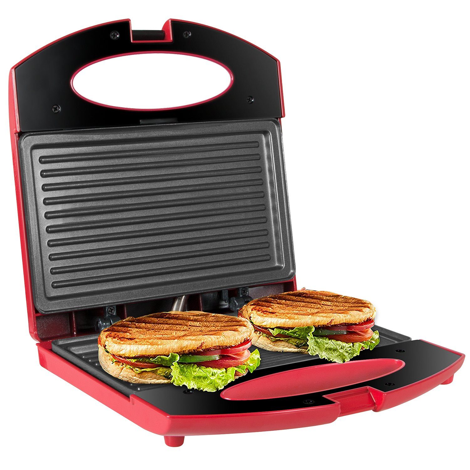 Gotoll Sandwichmaker GLHS115, 750 W, Sandwichtoasts, antihaftbeschichtete Platten, leichte Reinigung, kein Anbrennen, Sandwich-Grill, Kontaktgrills