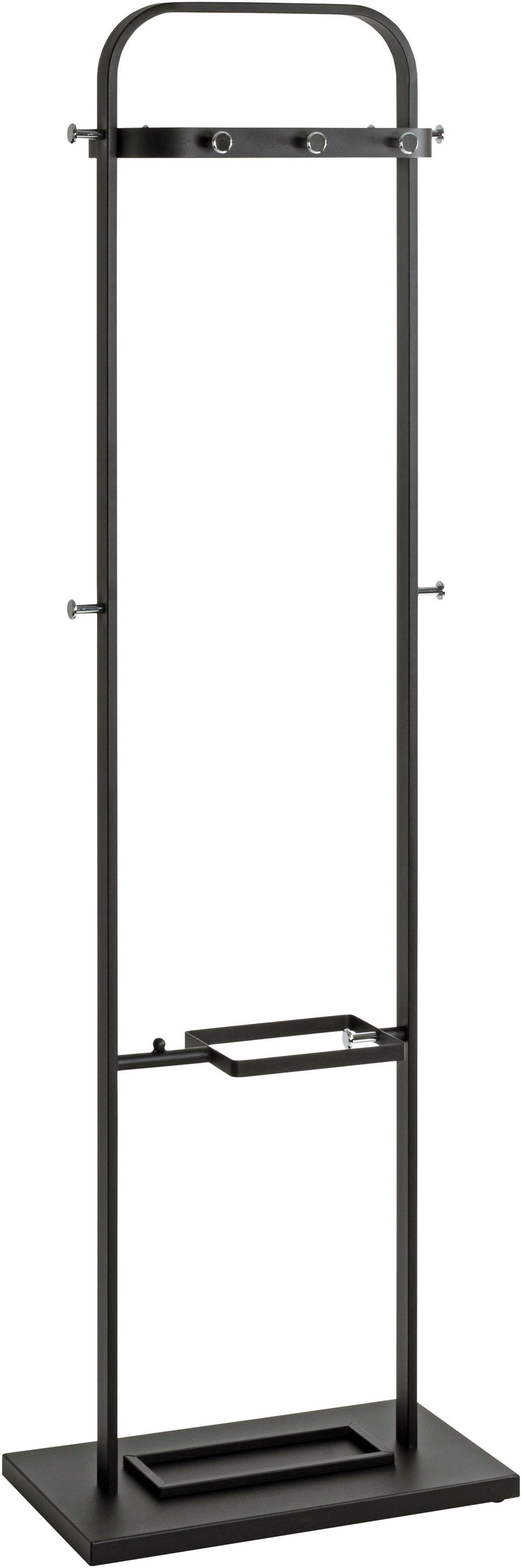 HAKU Garderobenständer Kleiderständer, Standgarderobe, rechteckig - aus Metall Schwarz - B/T/H 54/30/175 cm