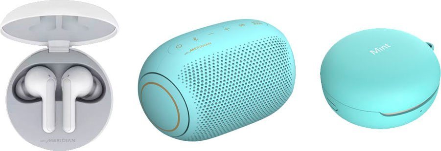 LG FN4 Macaron Jellybean Hardbundle In-Ear-Kopfhörer (LED  Ladestandsanzeige, Noise-Reduction, Sprachsteuerung, True Wireless, Google  Assistant, Siri, Bluetooth, + Bluetooth-Speaker (UVP 69,99) + Macaron Case  (UVP 9,99)