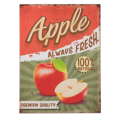 Clayre & Eef Wandbild, Küche, Tolles Vintage Retro Holzschild FRESH Apple Holz 40 x 30 cm