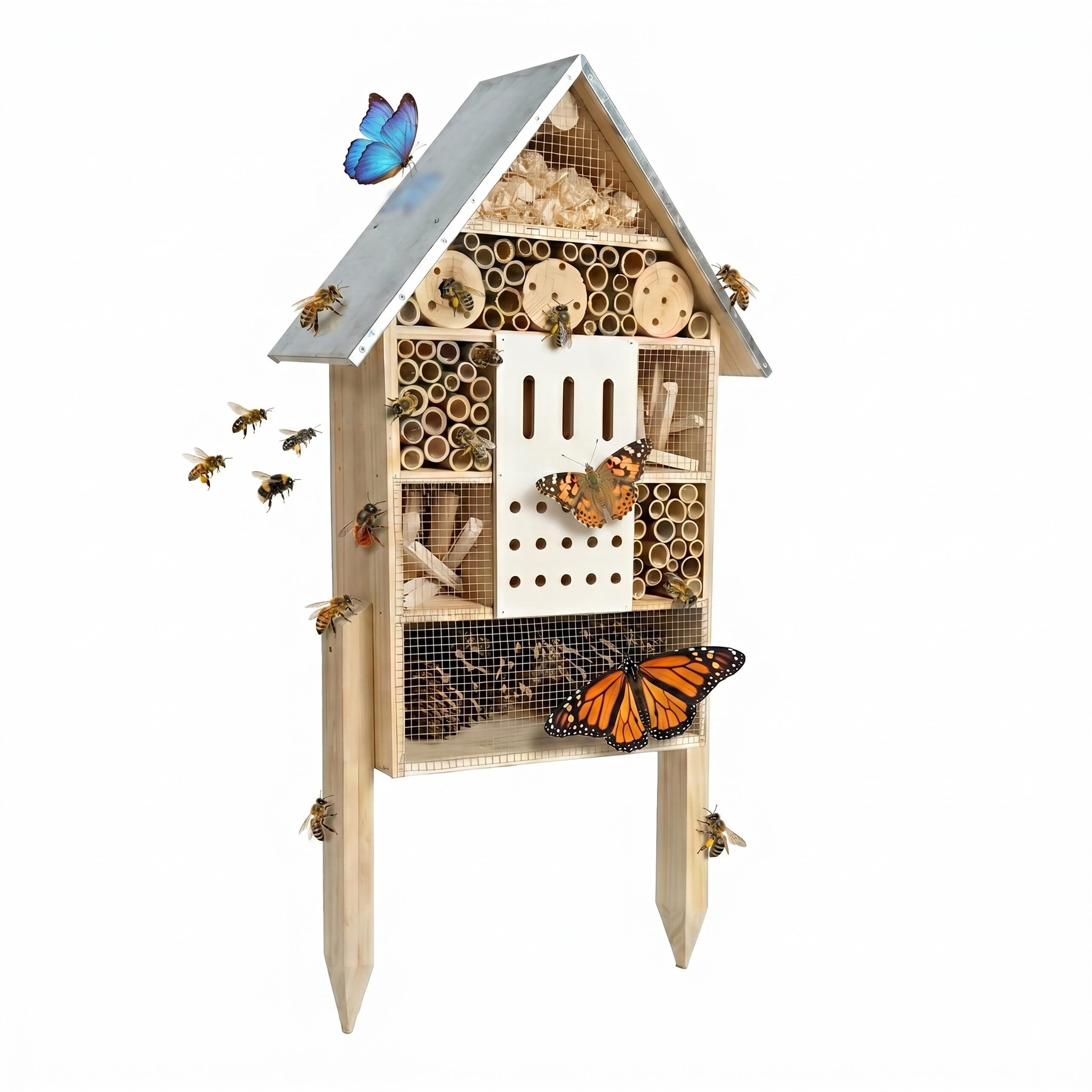 relaxdays Insektenhotel mit Ständer & Metalldach