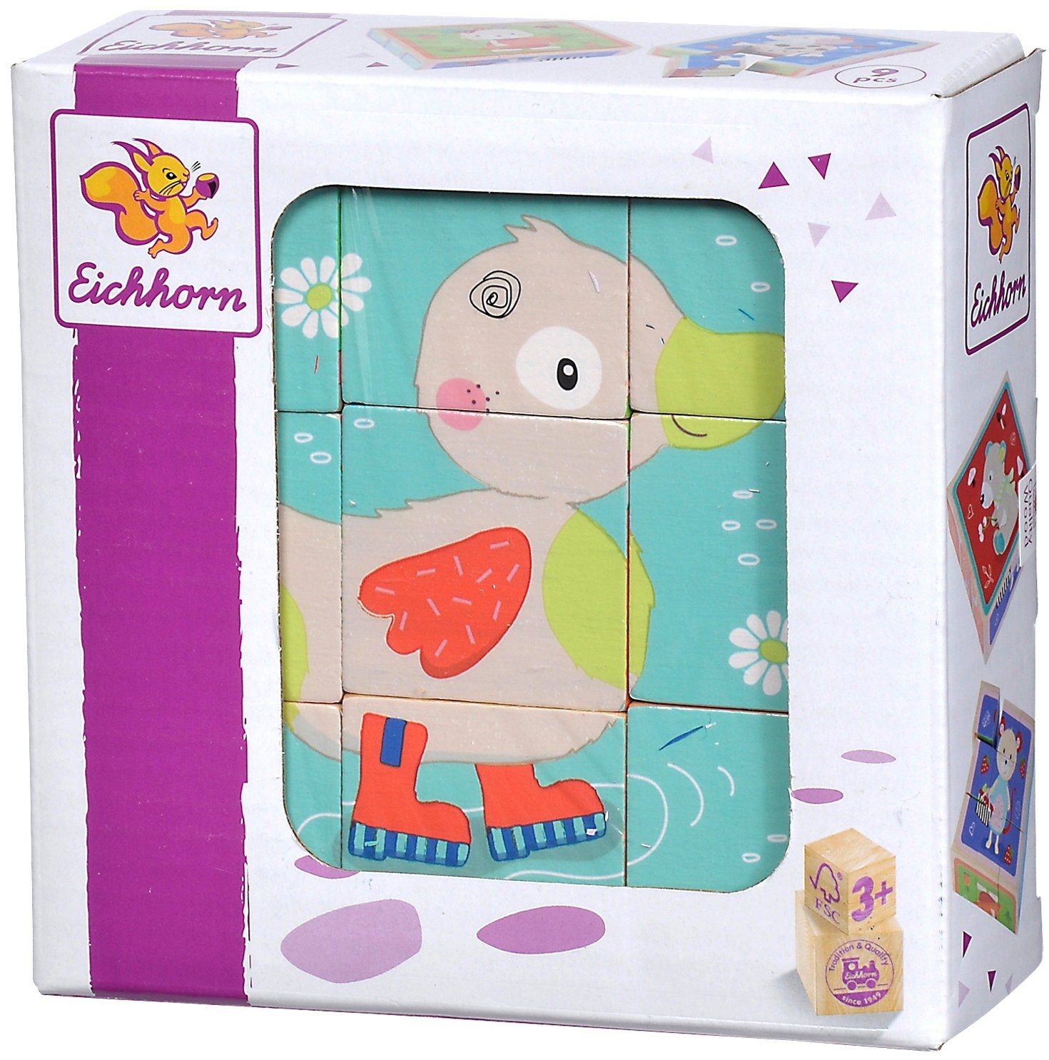Eichhorn Puzzle 9 Teile Kinder Würfel Puzzle Holz Friends 100005463, 9 Puzzleteile