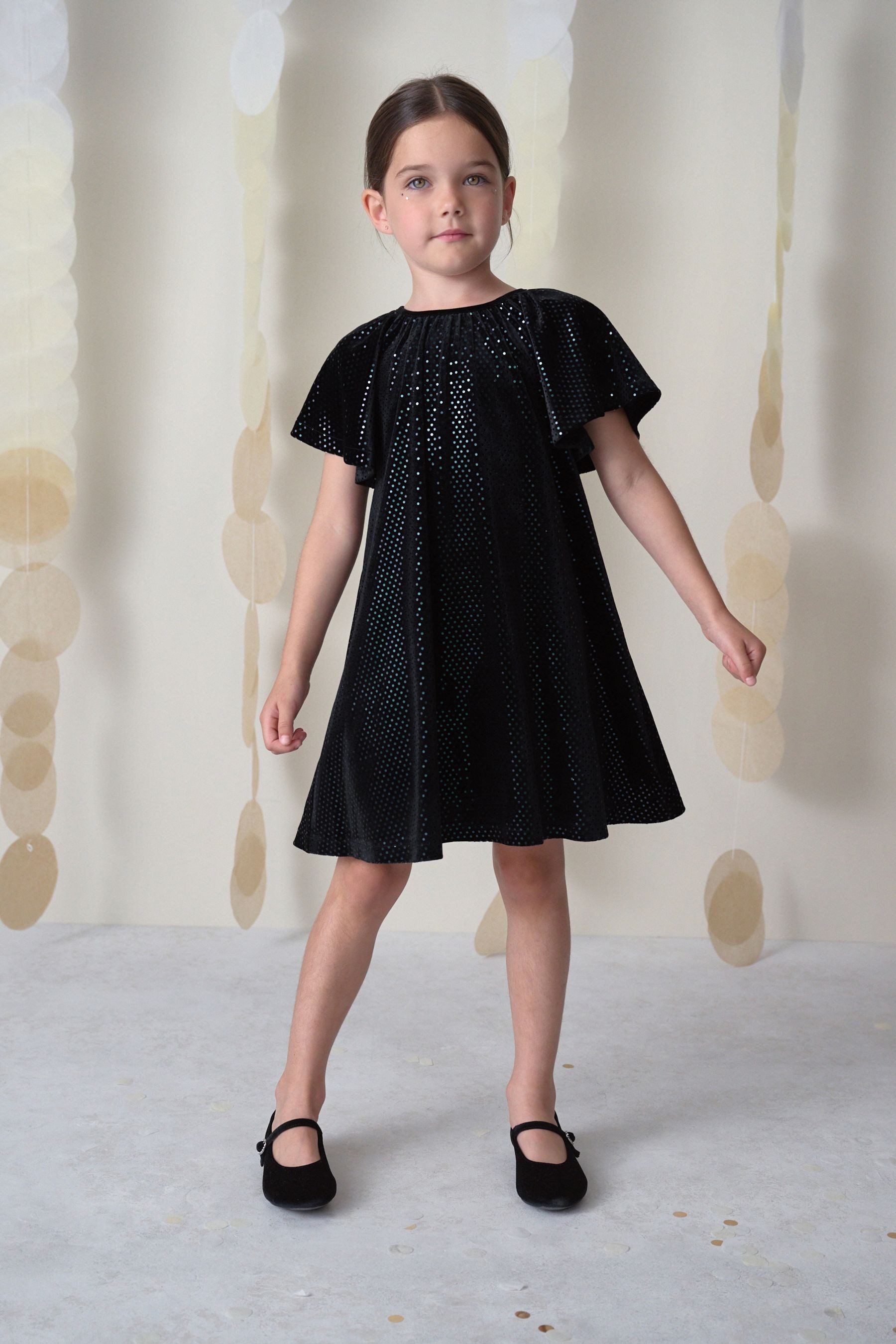 Lederkleid Velours-Kleid mit Folienpunkte