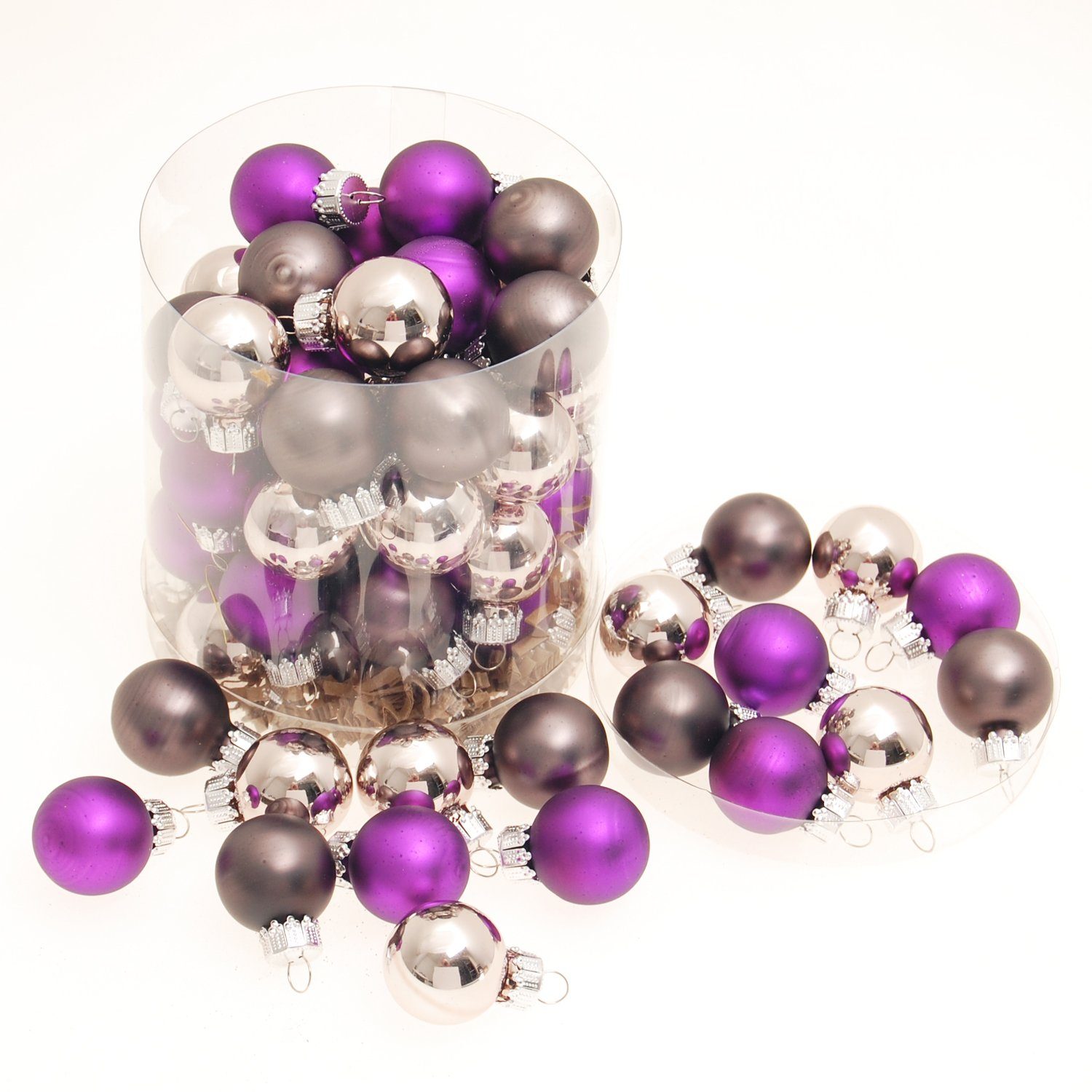 Krebs Glas Lauscha Weihnachtsbaumkugel Weihnachtskugeln Mini Violett 3cm (45 St), Glas