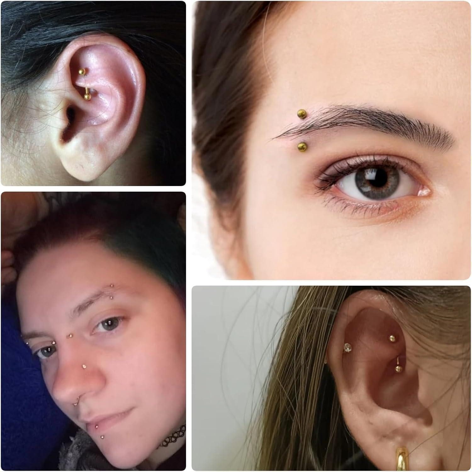 Besyvvin Augenbrauenpiercing 10er Set Curved Barbell Piercing 1,2mm Lippe Augenbrauen Rook Daith