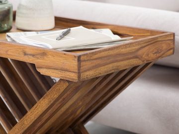 furnicato Beistelltisch MUMBAI Massivholz Sheesham Design Klapptisch Serviertablett und Tisch-Gestell