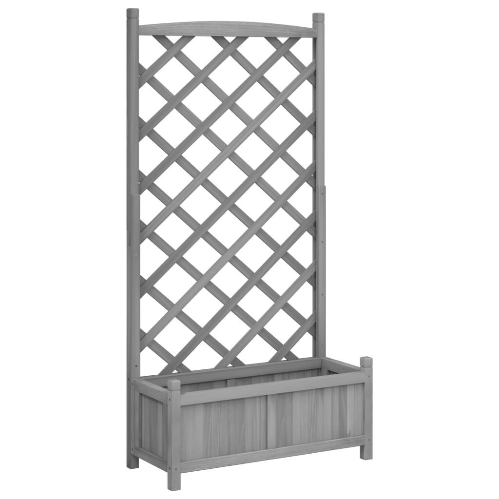 vidaXL Rankgitter 75 x 35 x 150 cm Pflanzkübel mit Spalier Grau Massivholz Tanne Rankhil