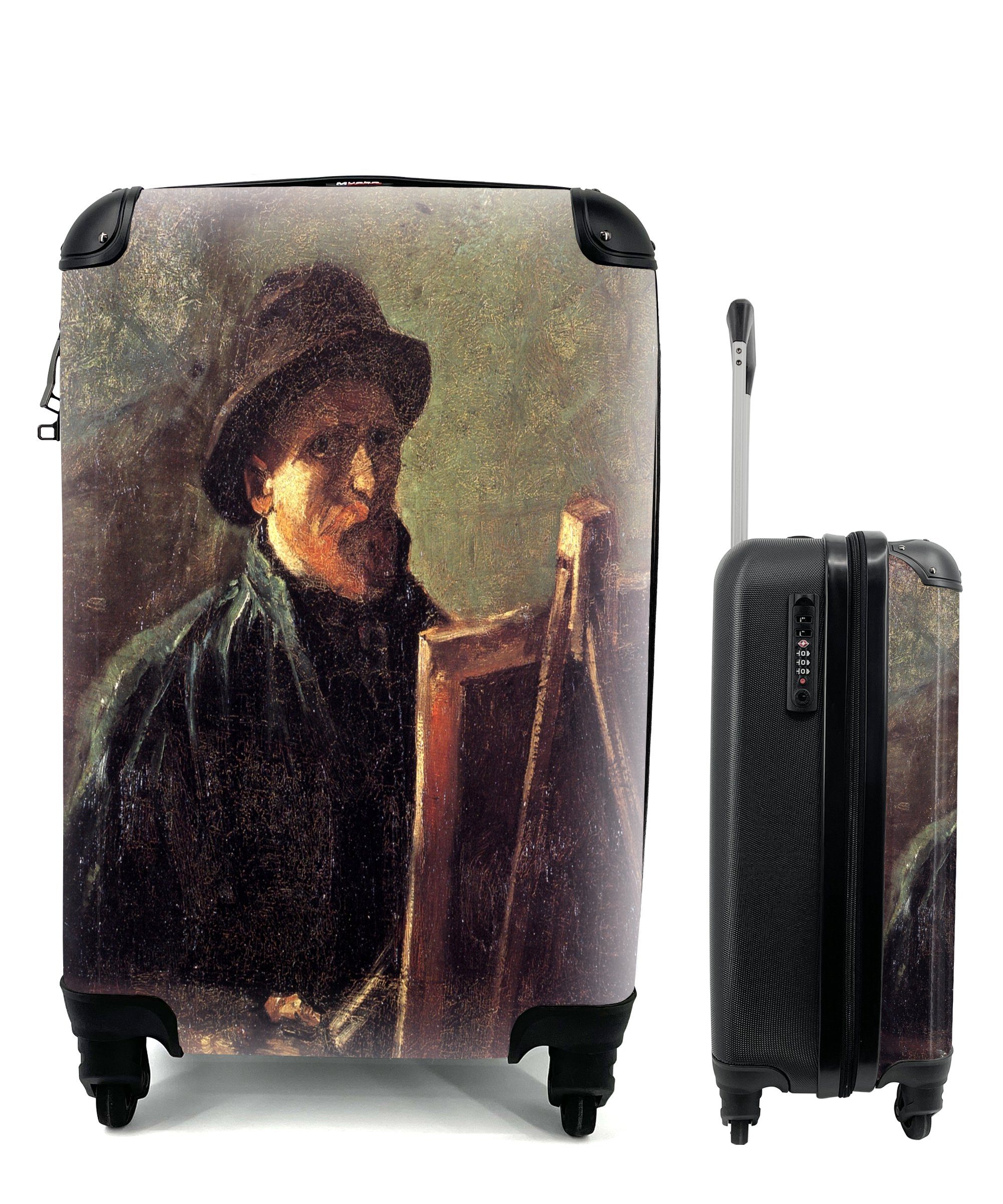 Reisetasche Trolley, Selbstbildnis Gogh, Reisekoffer rollen, Vincent Rollen, 4 - van für MuchoWow Handgepäckkoffer Ferien, Maler mit Handgepäck als