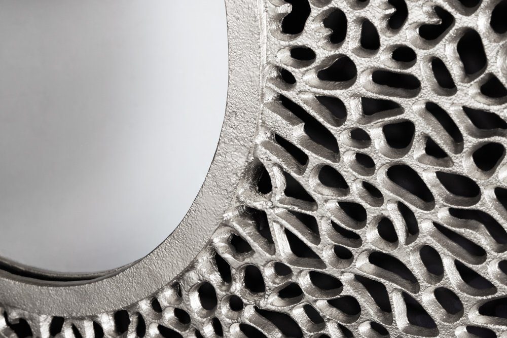 riess-ambiente Wandspiegel · LEAF · · 1-St), silber Handmade rund (Einzelartikel, ABSTRACT silber Metall silber · Rahmen · Deko 112cm Schlafzimmer Wohnzimmer | · XXL