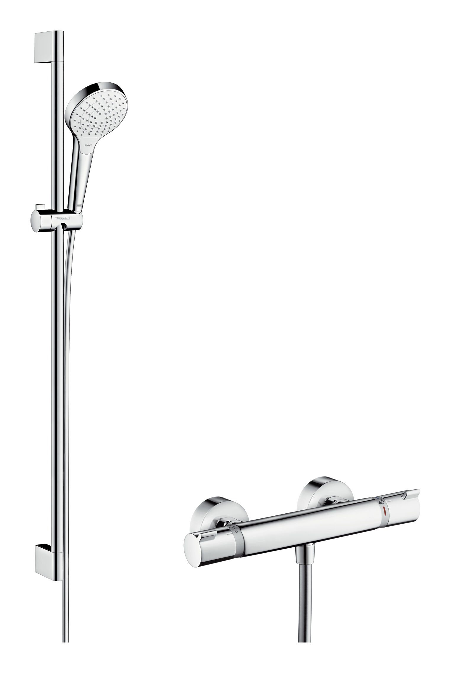 hansgrohe Duschsystem Croma Select S, Höhe 95.9 cm, 3 Strahlart(en), Vario mit Ecostat Comfort Thermostat und Brausestange 900 mm