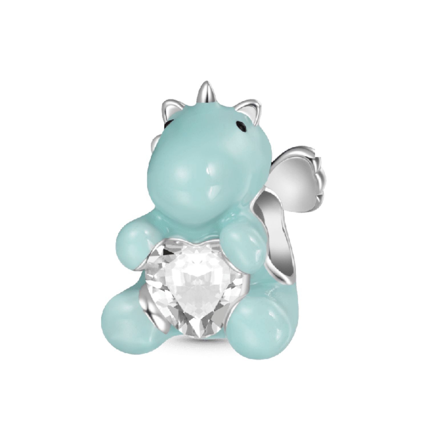 Gnoce Bead Gnoce Charm Einhorn mit Herzstein Silber JFC098 April