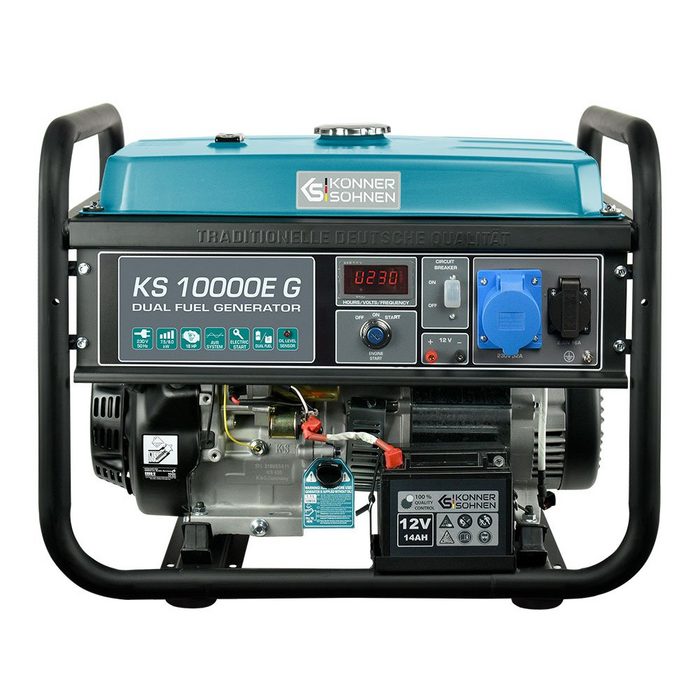 Könner & Söhnen Stromerzeuger KS 10000E G 8 00 in kW (1x32A (230V) Generator E-Start Automatischer Spannungsregler 1-tlg. Hybrid Stromerzeuger 4-Takt Kupfer Steckdosen 1x16A (230V) für Haus Garage oder Werkstatt
