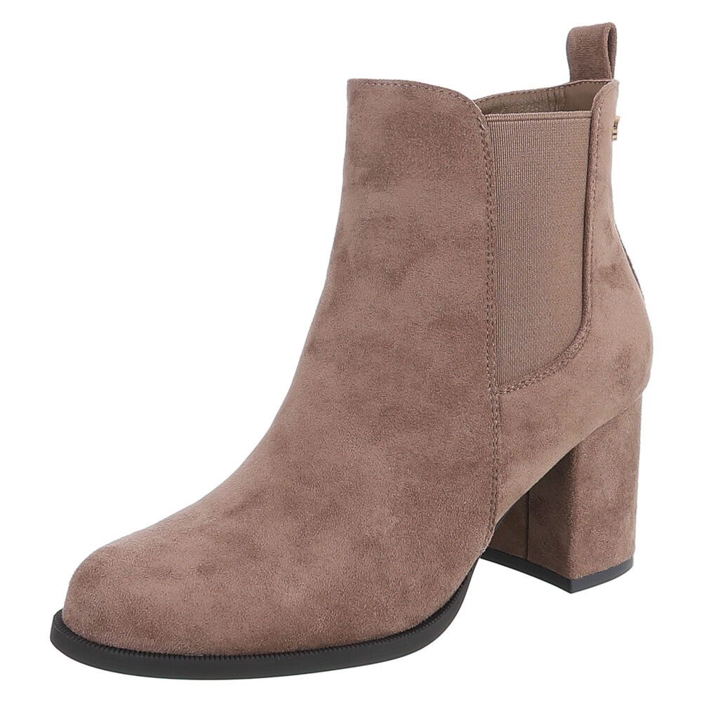 Ital-Design Damen Stiefelette mit Blockabsatz und Elastikeinsatz Chelseaboots (92457783) Blockabsatz Stiefeletten in Hellbraun von Ital-Design