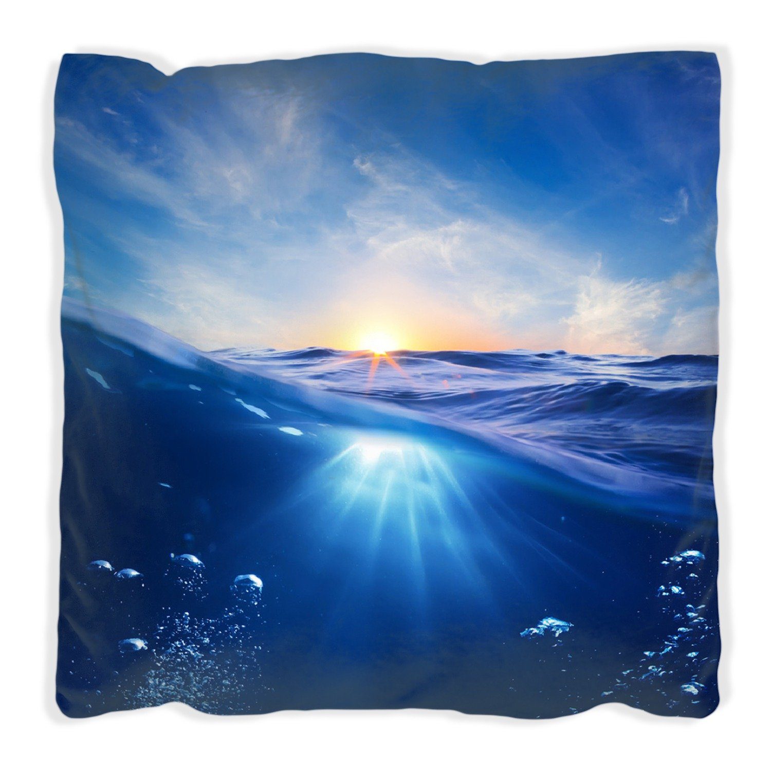 Wallario Dekokissen Wellen im Meer bei Sonnenuntergang, handgenäht