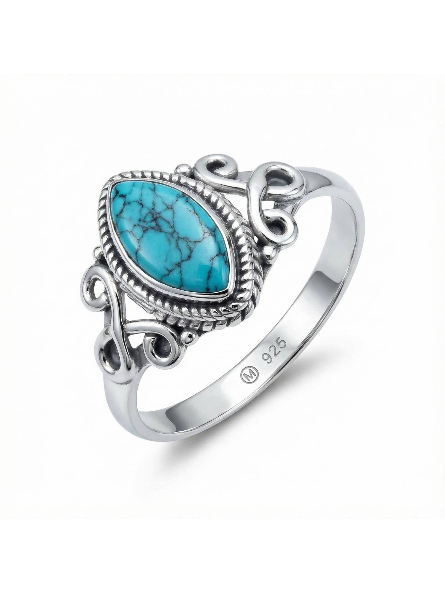 Silberring BAGHIMI Ellipse aus 925 Silber mit Türkis