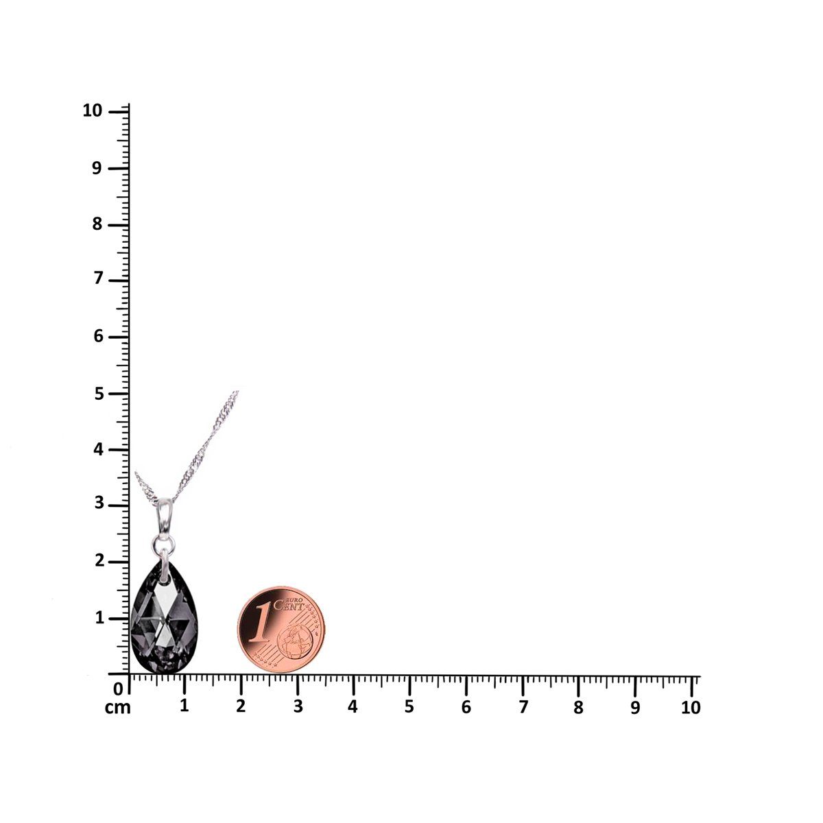 Schöner-SD Kette mit Anhänger Tropfen Kristall 22mm Silberkette Halskette 925 Silber (inkl. Etui), mit Markenkristall