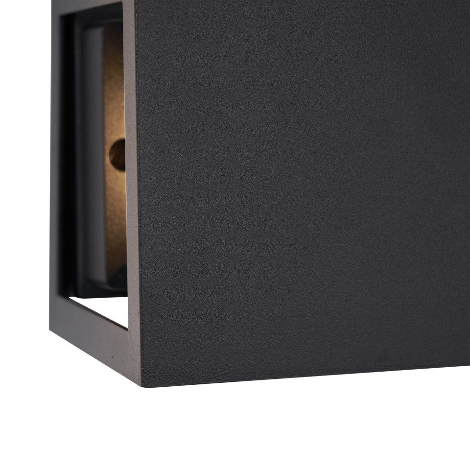Qazqa Außen-Wandleuchte Edwin quadro, LED fest integriert, Extra-Warmweiß, QAZQA Außen Wand­leuchte, integrated, Schwarz, Metall, Modern