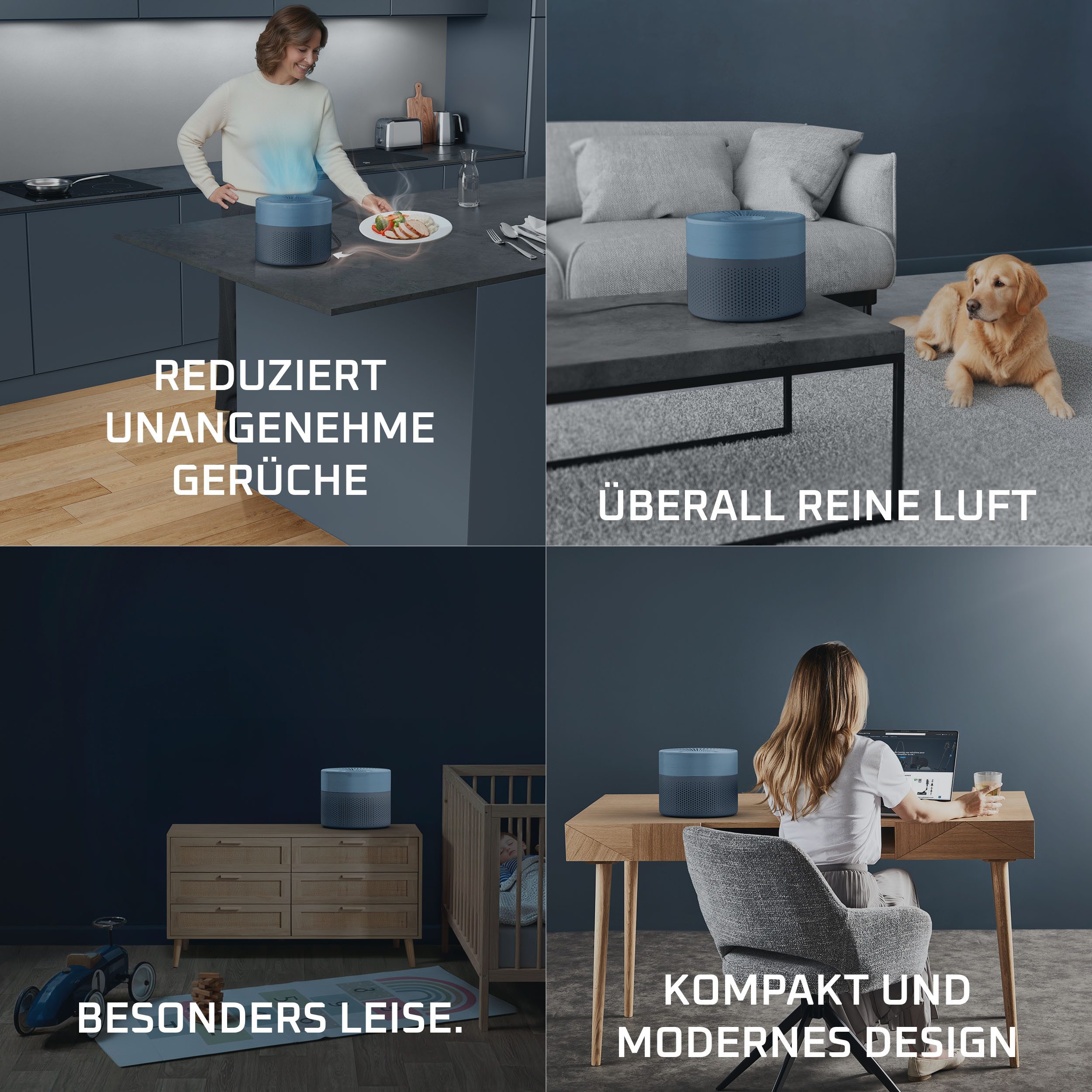 Rowenta Luftreiniger Pure Air Mini, für zu Hause, ultrakompakt, für 22 m² Räume, besonders leise, Nachtmodus, reduziert unangenehme Gerüche