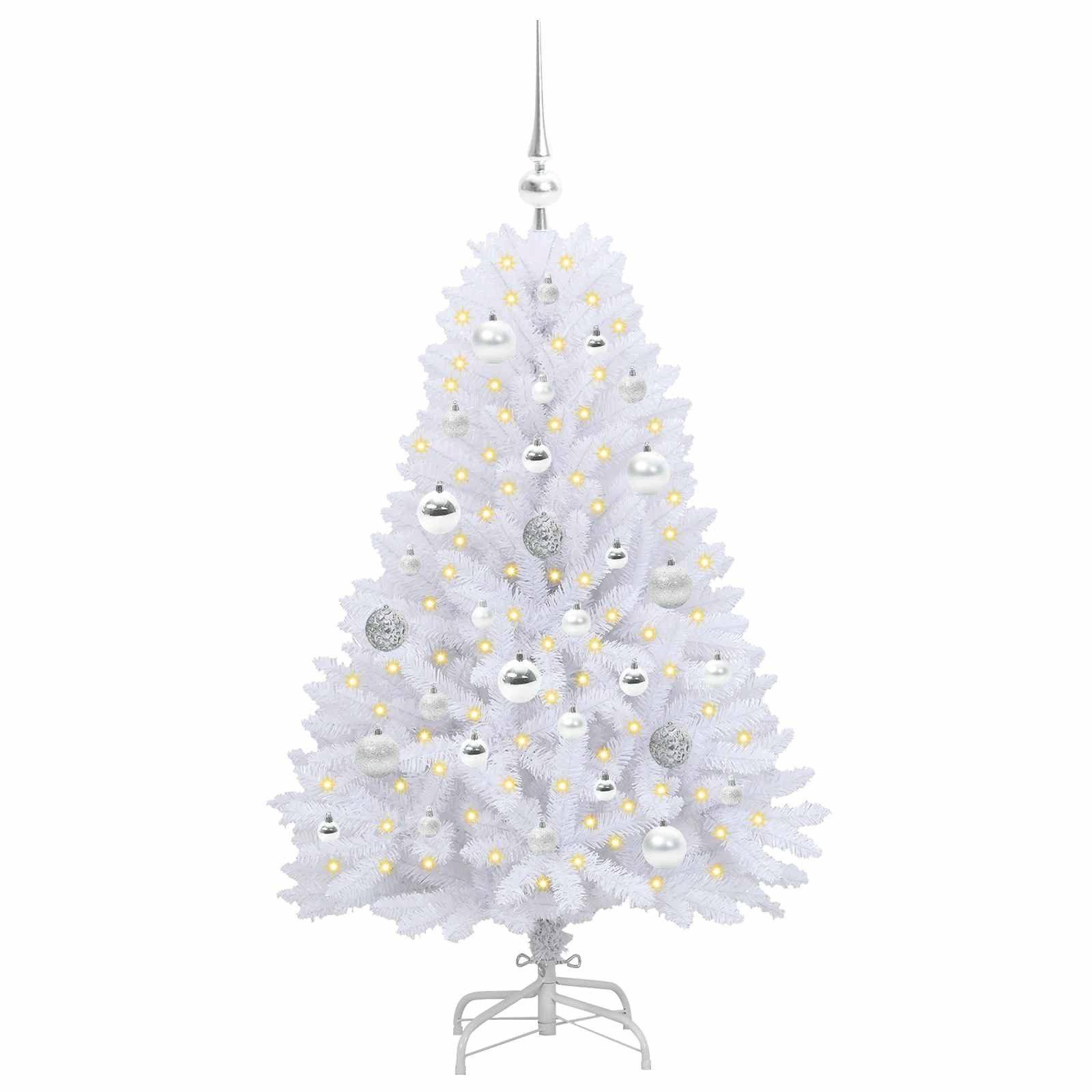 vidaXL Künstlicher Weihnachtsbaum Künstlicher klappbarer Weihnachtsbaum Weiß 120 cm PVC und Stahl