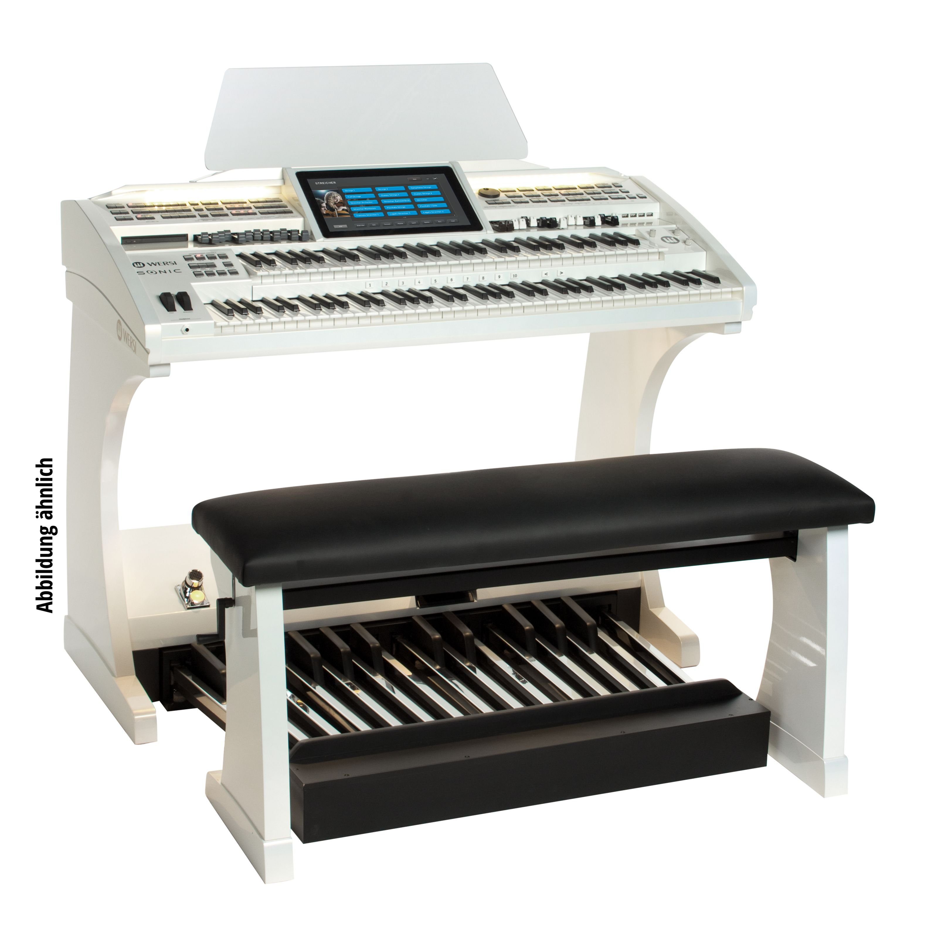 Wersi Orgel (SONIC OAX700LS Elektronische Orgel, Perlmutt Weiß, inkl. 25-Tastenpedal und Sitzbank, Großes Touch-Display, Integrierter Synthesizer, Realistische Klangfarben, Einfache Bedienung, Hi-Fi Verstärker, Erweiterungspakete verfügbar, kompatibel mit VOCALIS und TS9000 Boxen., Orgeln, Elektronische Orgeln), SONIC OAX700LS, Elektronische Orgel, Realistische Klangfarben