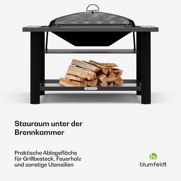 blumfeldt Feuerschale Merano Rectangular, (Set, Set), Garten Grill Tisch Funkenschutz Feuerkorb Feuerstelle Outdoor