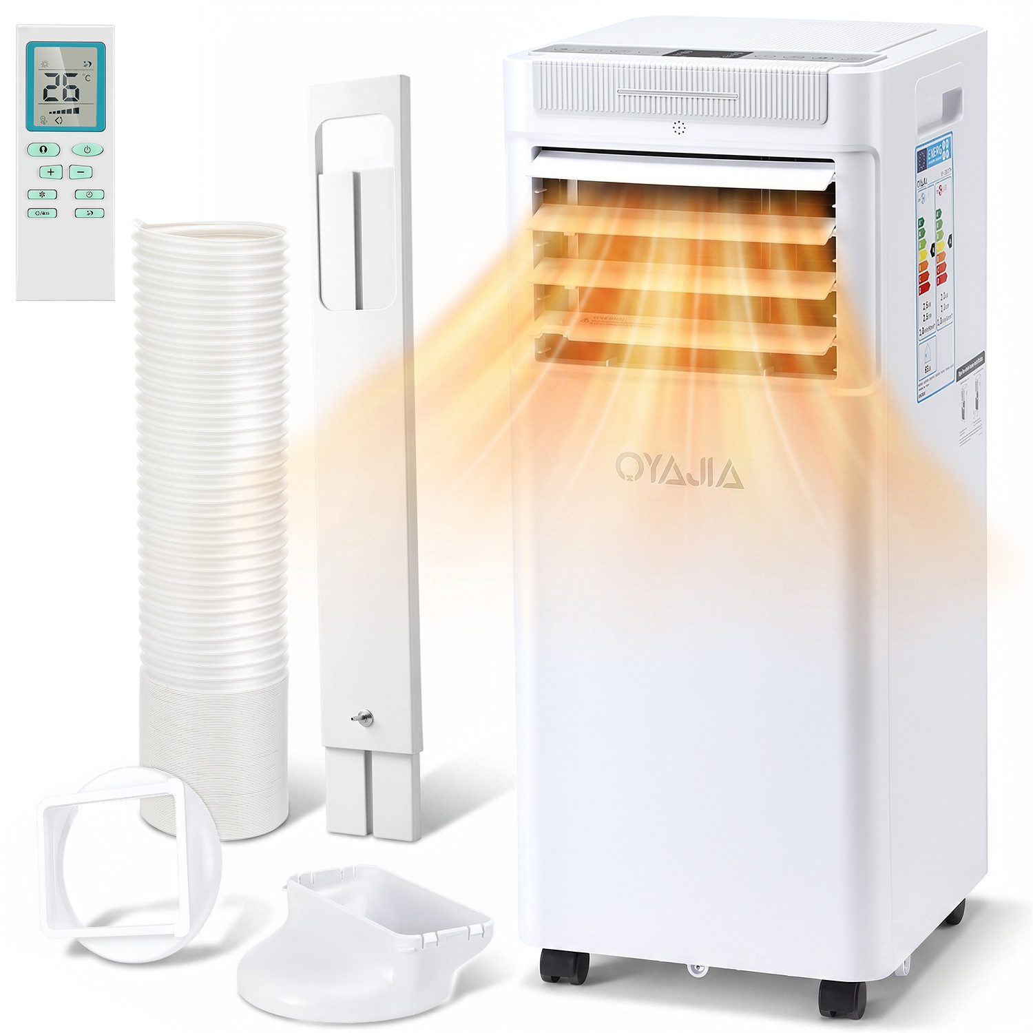 oyajia 4-in-1-Klimagerät Mobiles Klimaanlage mit Heizung, Entfeuchtung, Ventilator & Kühlung, 2000 W Heizfunktion, Entfeuchter bis 60 …