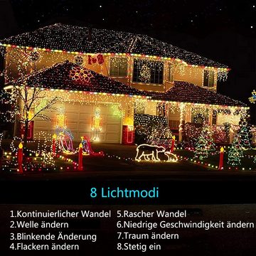 GelldG LED-Lichterkette Solar Lichterkette Außen, 22M 200 LED Solar Lichterkette Warmweiß