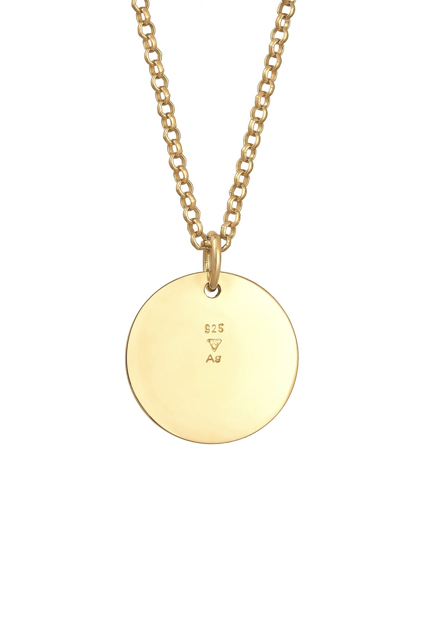 Elli Kette Silber mit Gold 925 Plättchen Anhänger Erbskette Basic