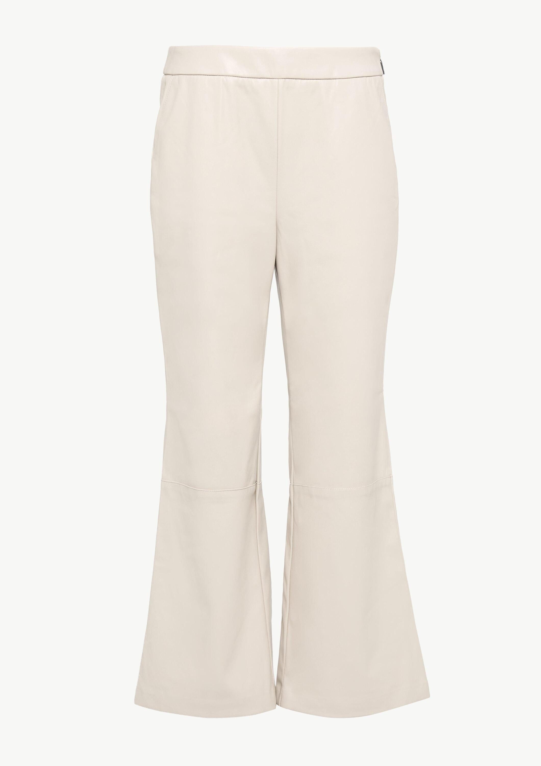 comma Chinos Hose Kunstleder-Hose mit Flared Leg