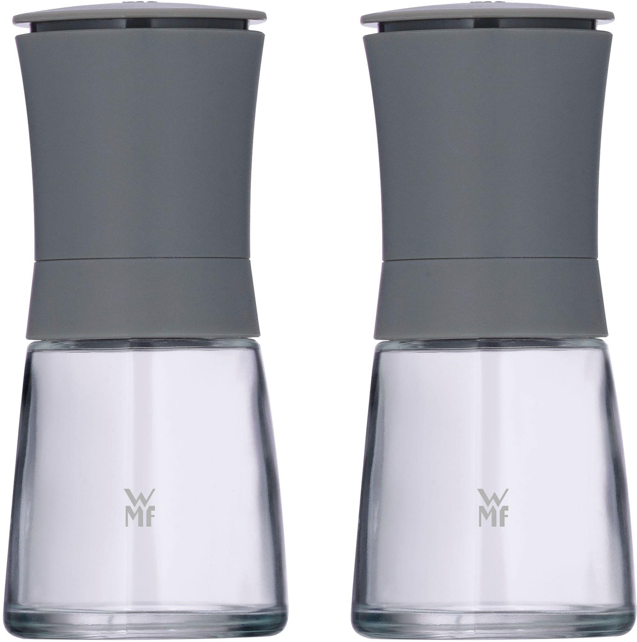 WMF Salz-/Pfeffermühle Trend manuell, (2 Stück), 2-tlg. Set, Keramik-Mahlwerk, aromadicht, Mahlstärken-Einstellung