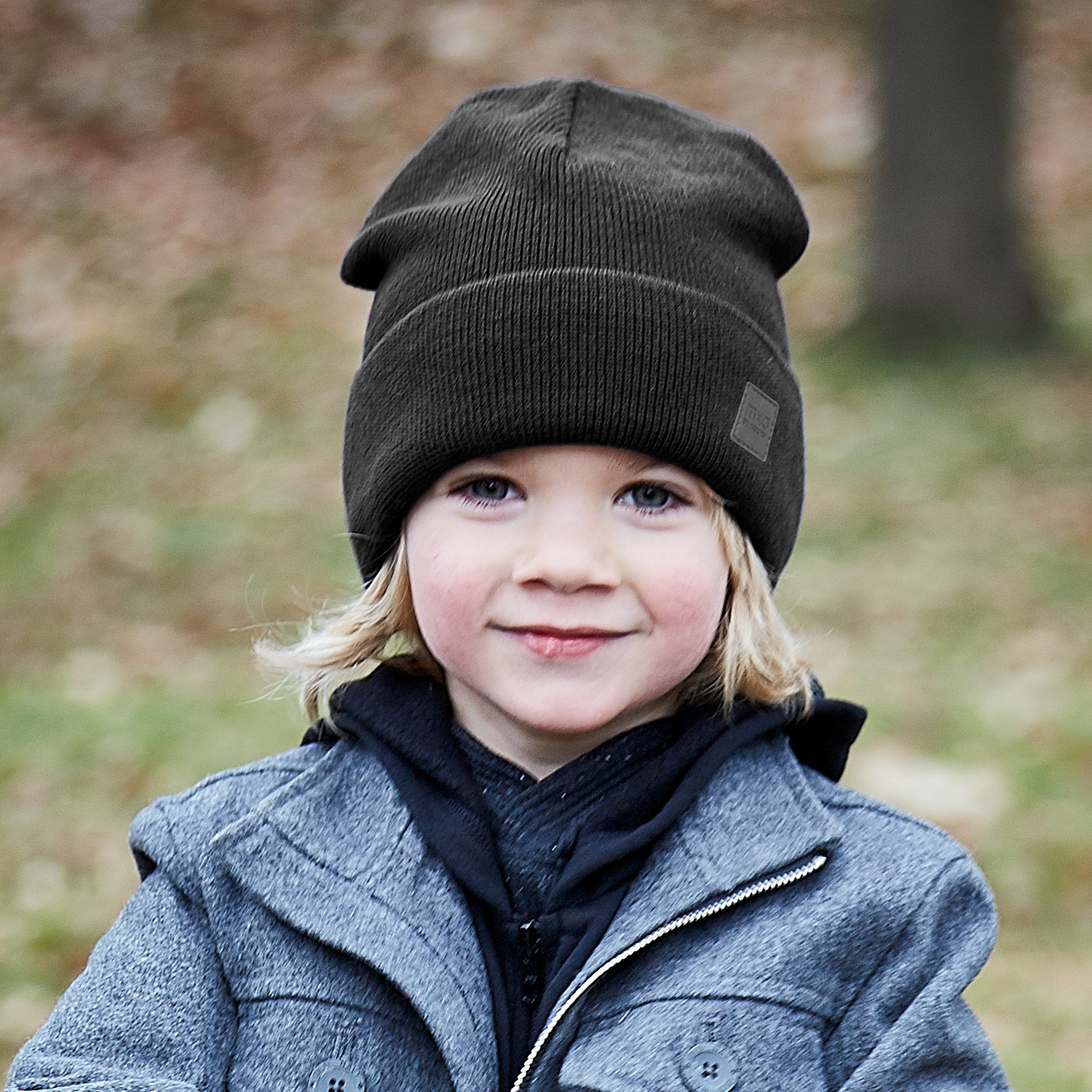 MAXIMO Beanie Strick, breiter Umschlag, gefüttert, wärmend, weich, unifarben