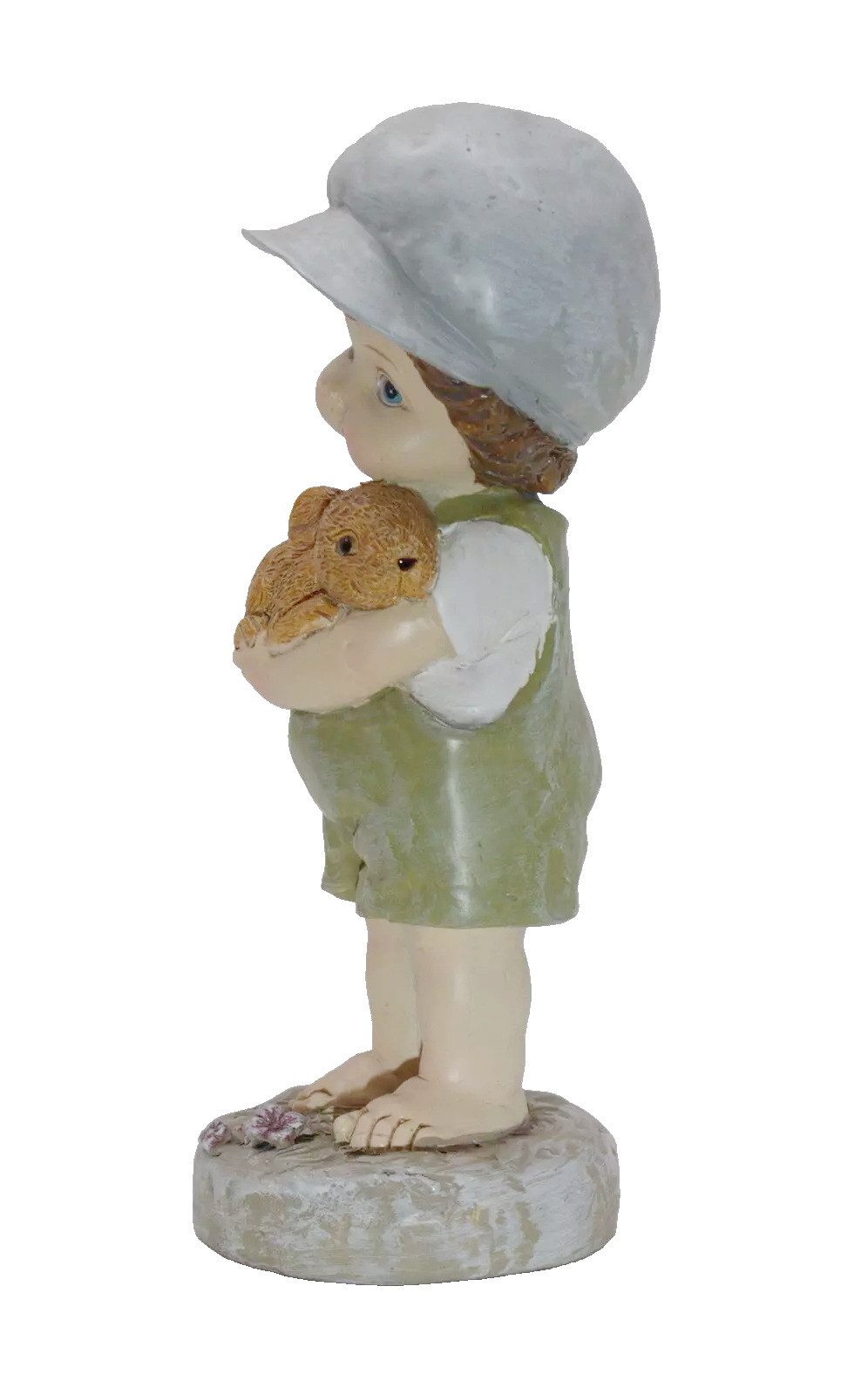 Kaufhaus le petit Dekofigur Deko Wichtel Kind Figur Junge Hase Skulptur Mädchen Zwerg Blume Objekt, Dekoskulptur Dekoobjekt aus Polyresin (Kunststein)
