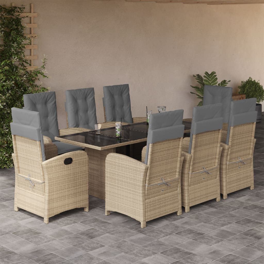 vidaXL Garten-Essgruppe, 9-tlg. Gartengarnitur mit Kissen günstig online kaufen