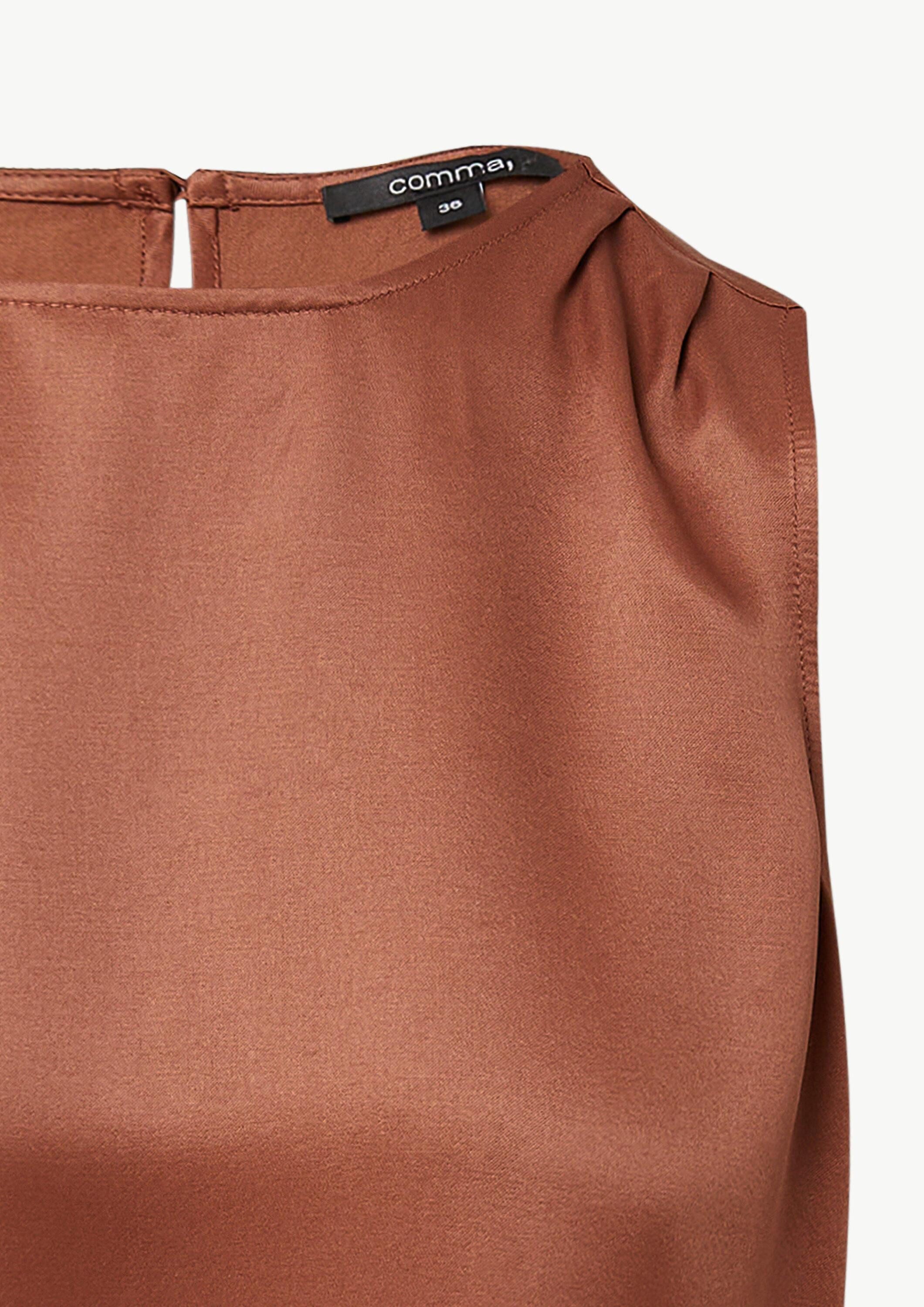 comma Blusentop Bluse Ärmellose Bluse aus Viskosesatin