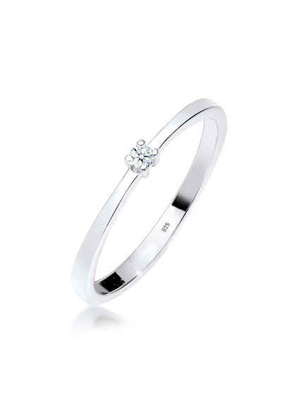 Elli DIAMONDS Verlobungsring »Verlobung Solitär Diamant (0.03 ct) 925 Silber«