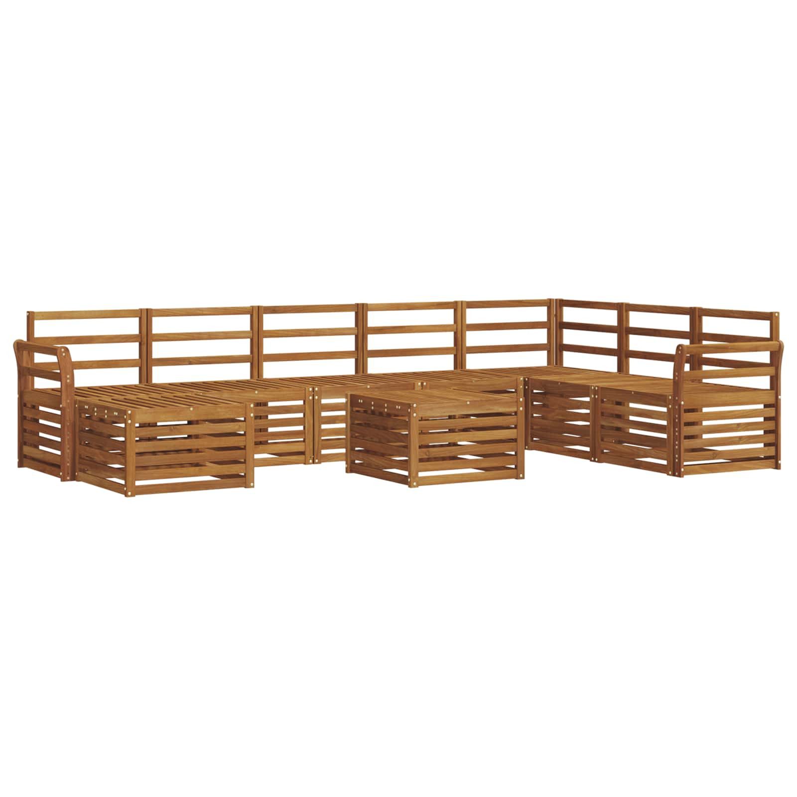vidaXL Gartenlounge-Set Outdoor-Sofagarnitur 9 pcs Natur Massivholz, (9-tlg)