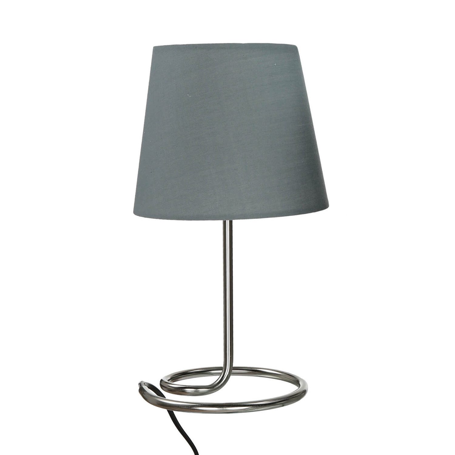 Licht-Erlebnisse Nachttischlampe GINA, ohne Leuchtmittel, Stoff Metall in Grau Nickel matt H: 33 cm E14 elegant