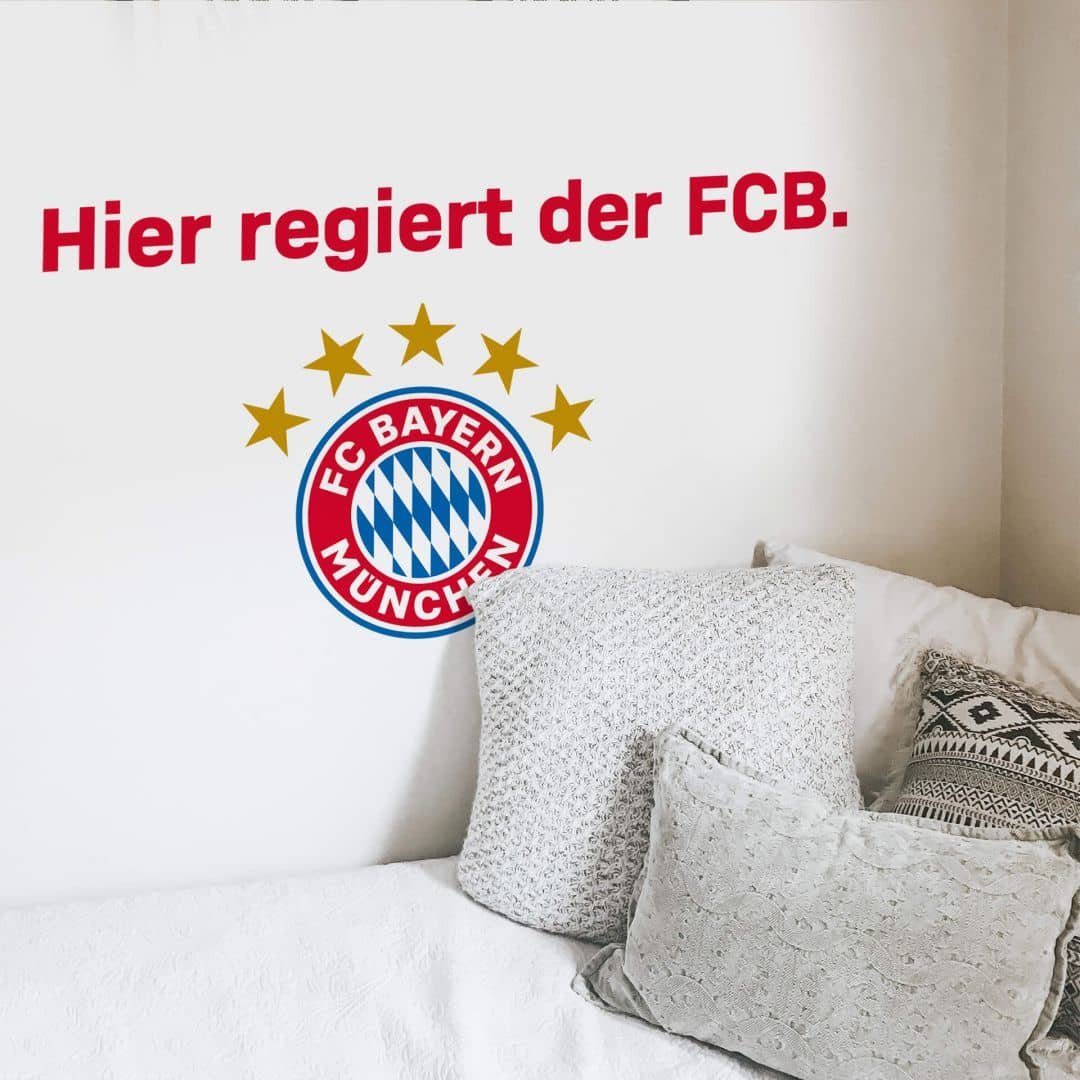 FC Bayern München Wandtattoo Fußball Wandtattoo FC Bayern München Logo Stern Hier regiert der FCB, Wandbild selbstklebend, entfernbar