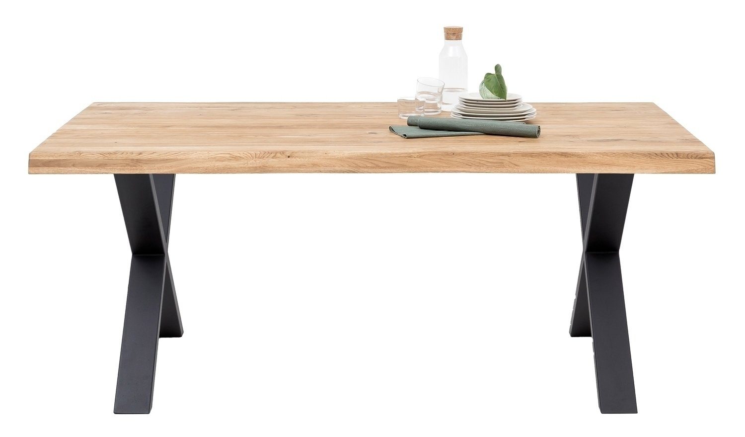 Vito Esstisch SIGA, 180 x 100 cm, massives Eichenholz, X-Gestell