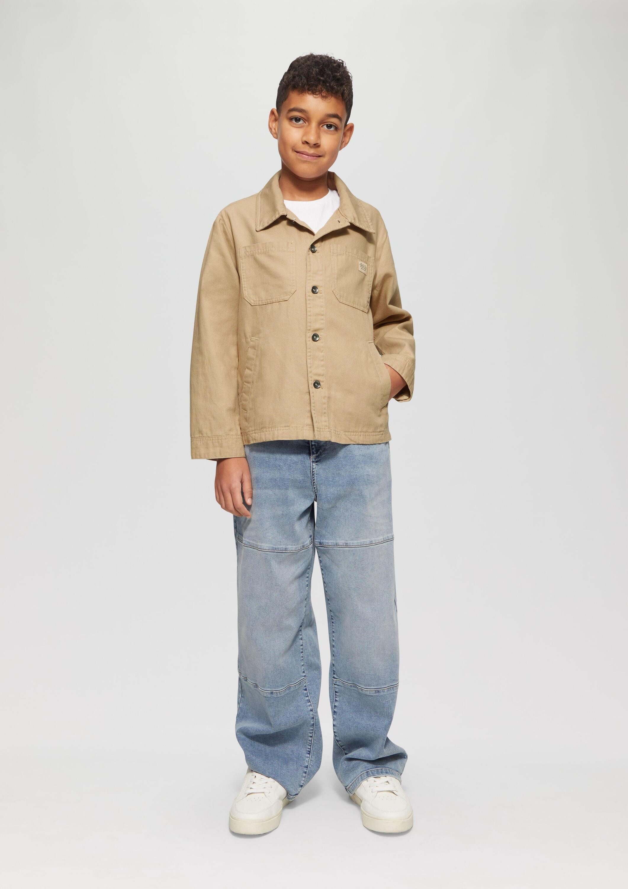 s.Oliver Hemdjacke Indoor-Jacke Overshirt aus Baumwollmix mit Label-Patch und aufgesetzten Taschen