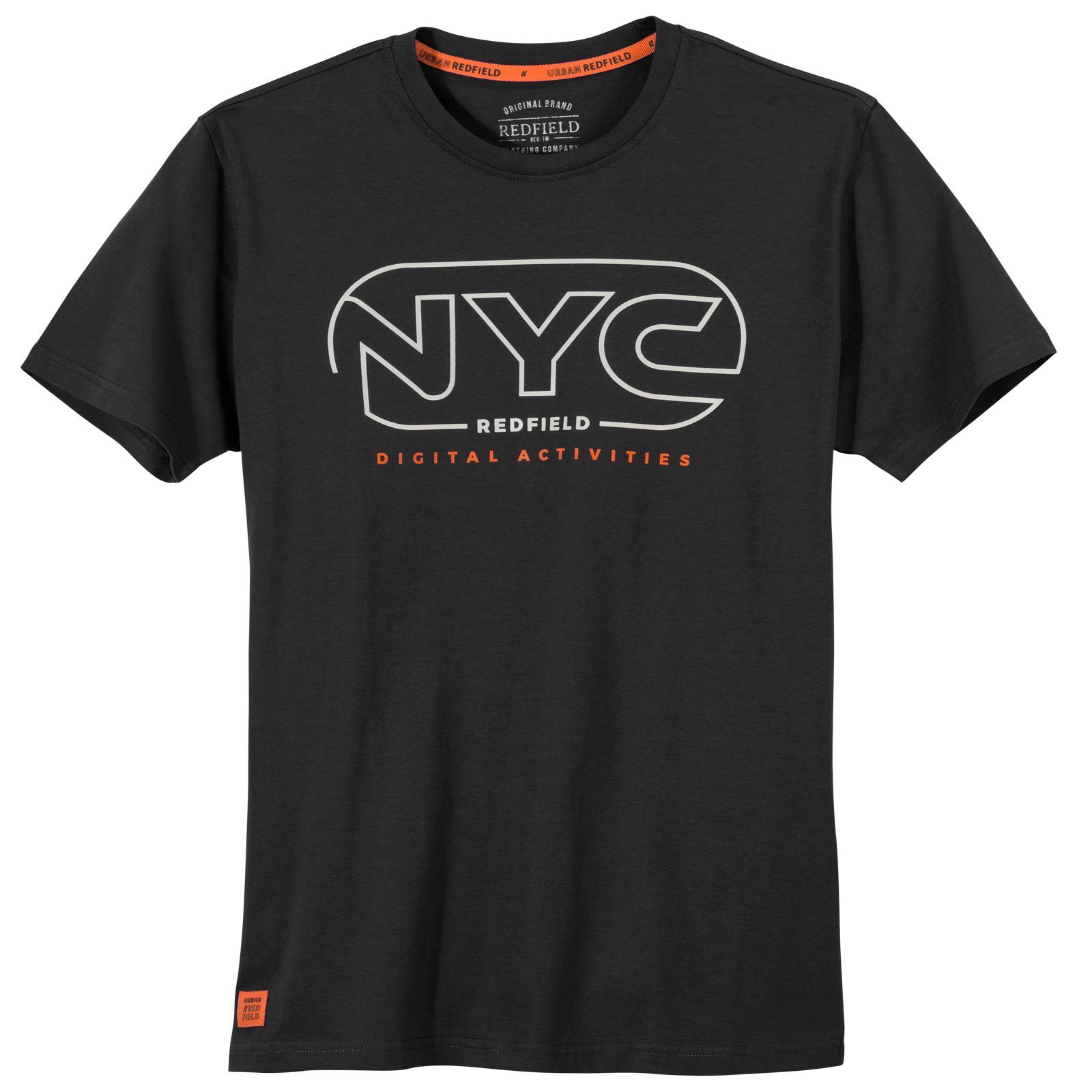 NYC T-Shirt Größen Herren Rundhalsshirt redfield Redfield schwarz Große
