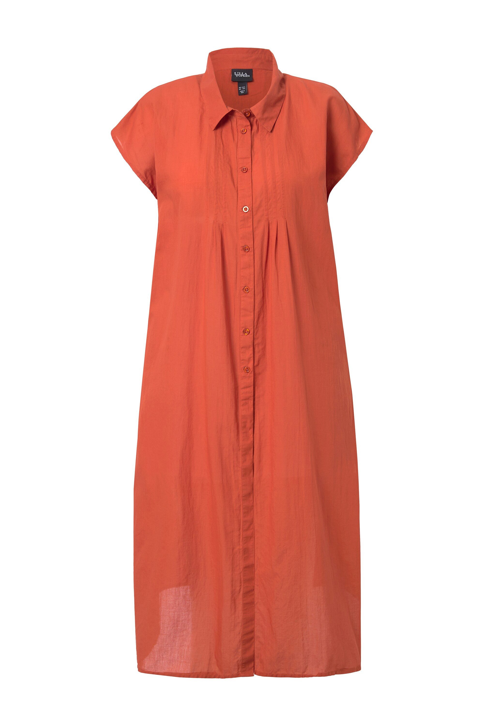 Longbluse Longbluse Biesen A-Linie Hemdkragen Halbarm
