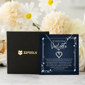 22Feels Schmuckset Verlobung Geschenk Frauen Schmuck Verlobte Halskette Valentinstag Herz, Echt-Silber 925/000, Karte Made In Germany