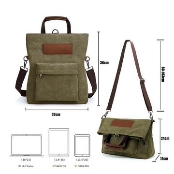 TAN.TOMI Schultertasche Canvas Rucksack Damen 2 in 1 Groß Crossbody Tasche Handtasche, für Arbeit, Büro, Einkaufen, Shopper Reisen im Freien