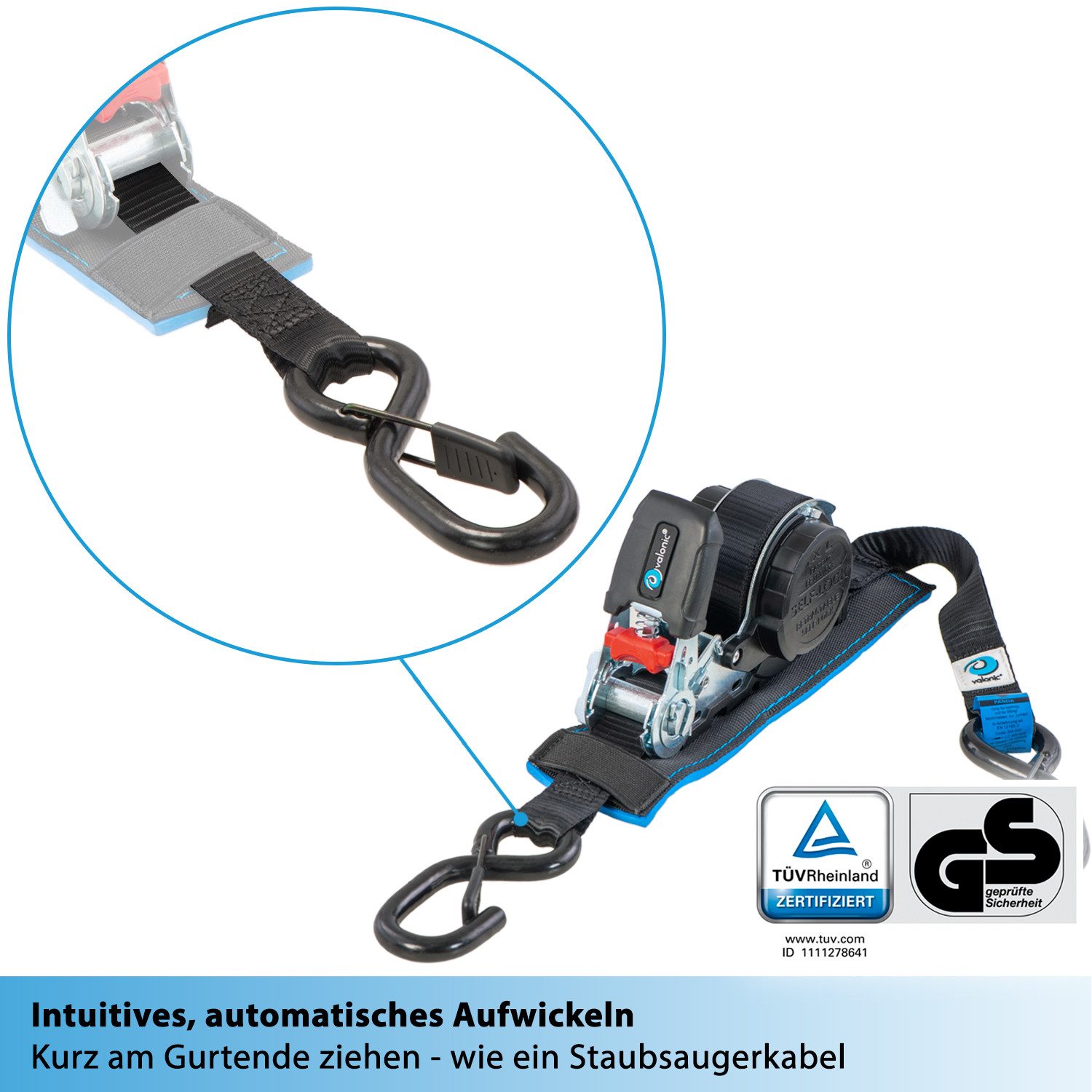 valonic Spanngurt Spanngurte Automatik Ratsche SG-050-50 (2 Stück, 5m) - PANDA