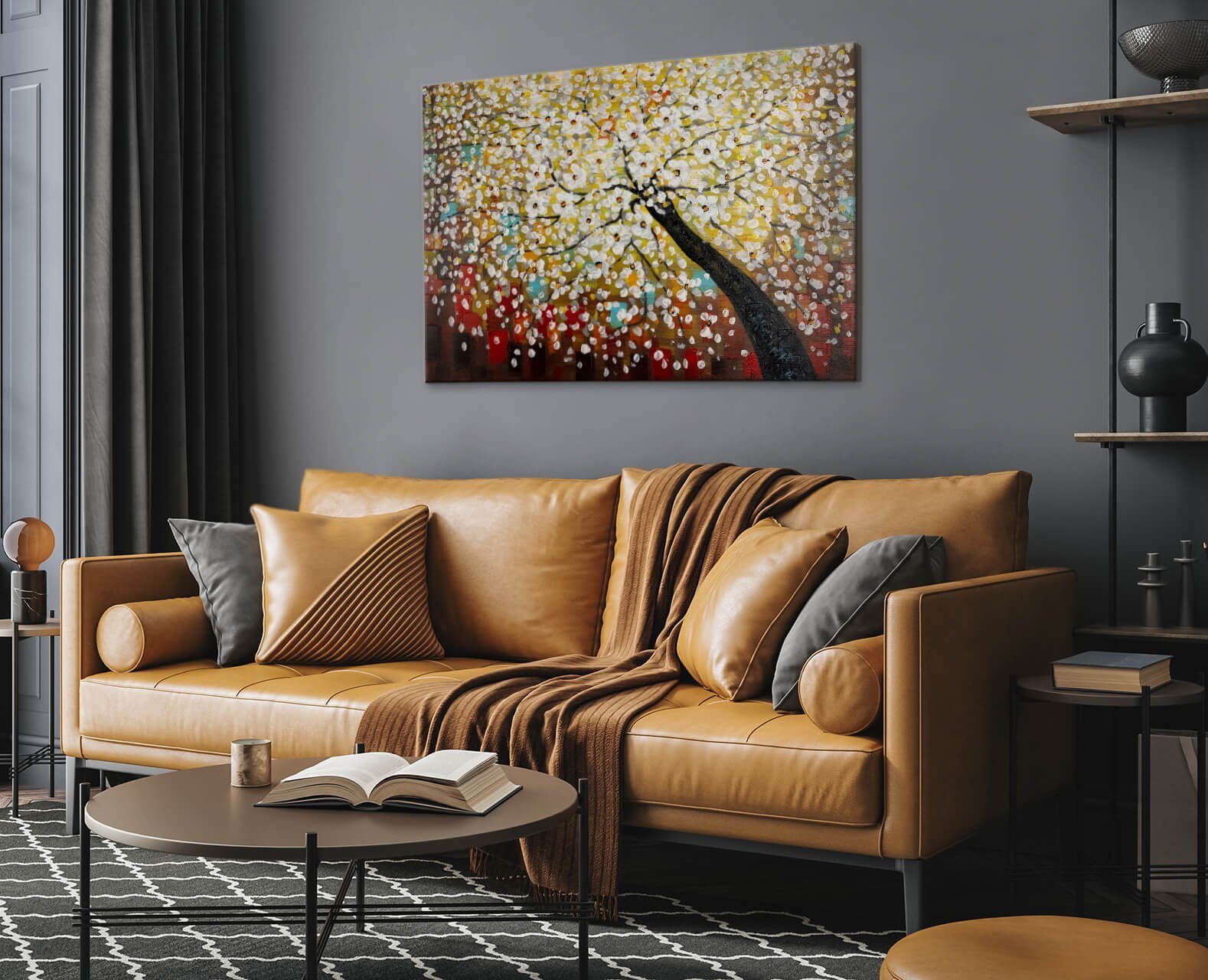 KUNSTLOFT Gemälde Zauber im Baumwipfel cm, 100% HANDGEMALT Wandbild 120x80 Leinwandbild Wohnzimmer