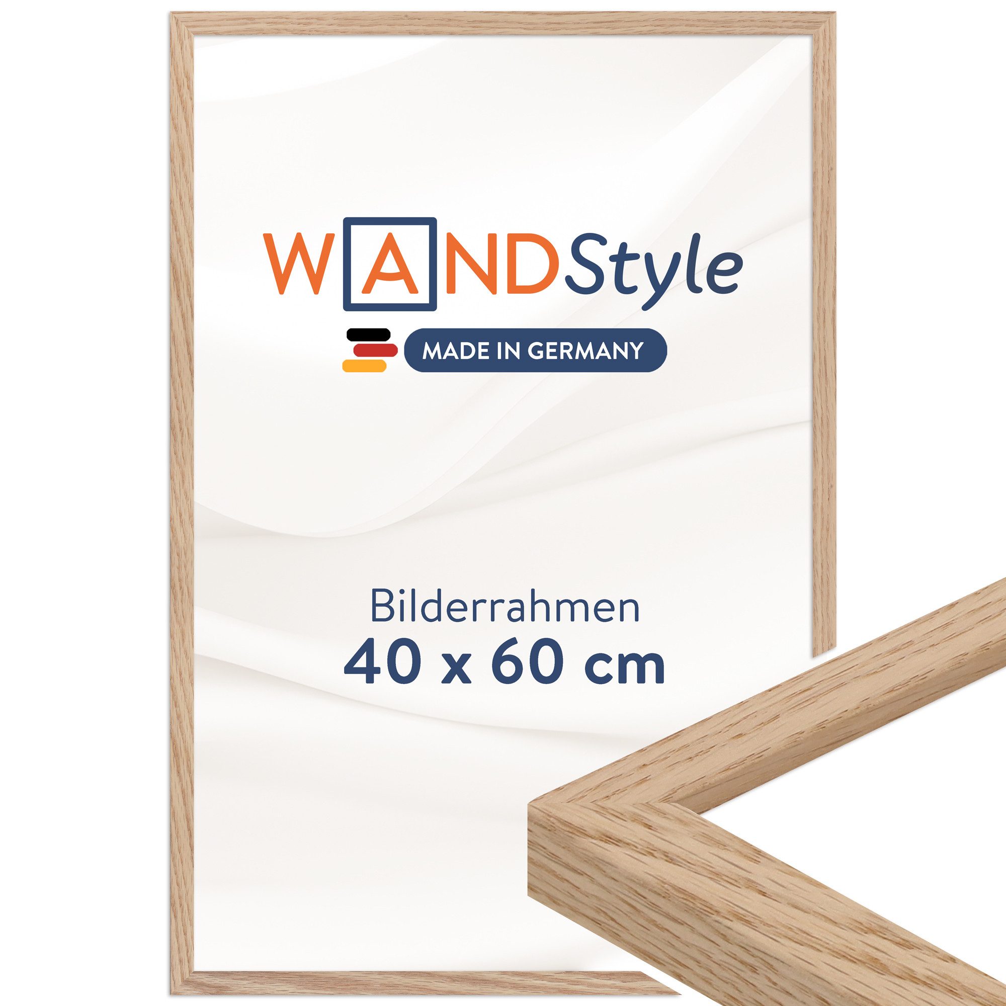 WANDStyle Bilderrahmen H950, Eiche Bilderrahmen 40x60 Holz, Moderner Fotorahmen Eiche 40x60 cm