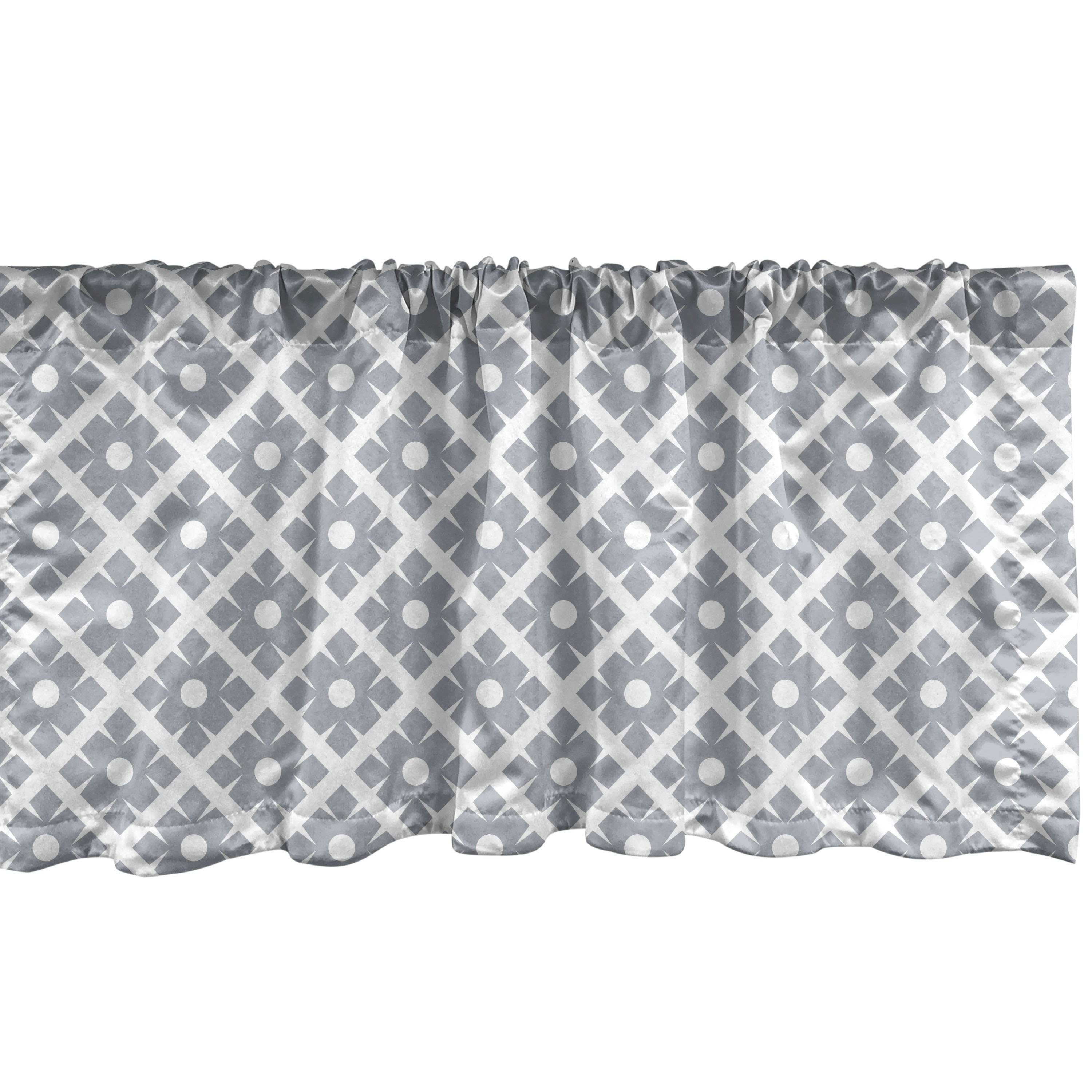 Scheibengardine Vorhang Volant für Küche Schlafzimmer Dekor mit Stangentasche, Abakuhaus, Microfaser, Abstrakt Diagonal Quadrate Kreise